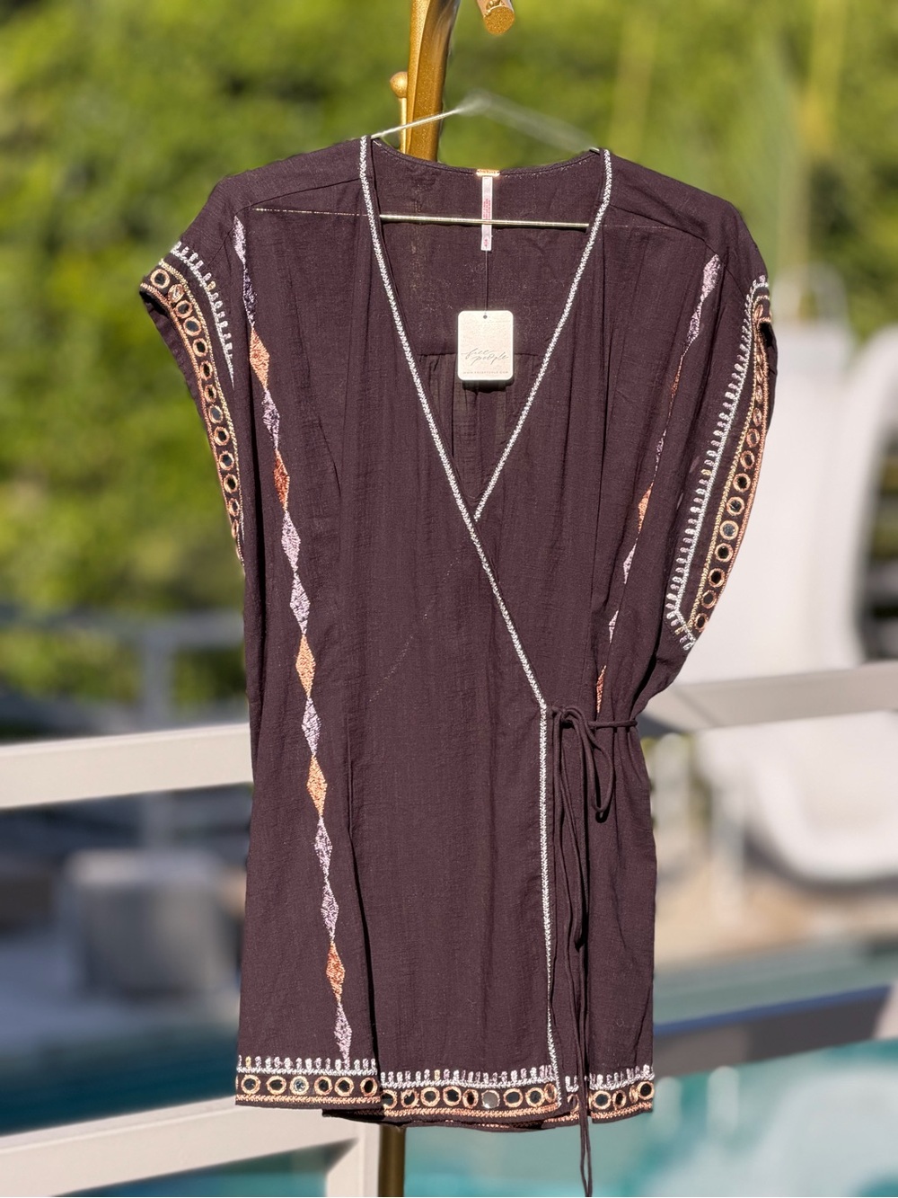 Free People Black Top with Embroidery